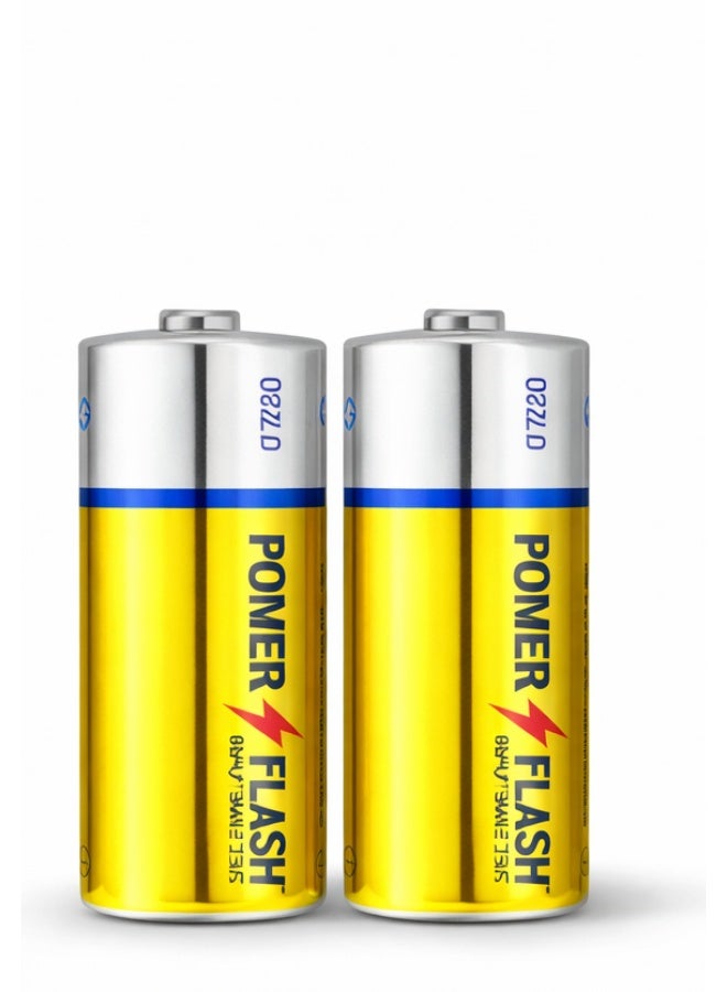 POWER FLASH D Zinc Batteries 1.5V – Super Heavy Duty – 2 Pieces Card Pack - Image 2