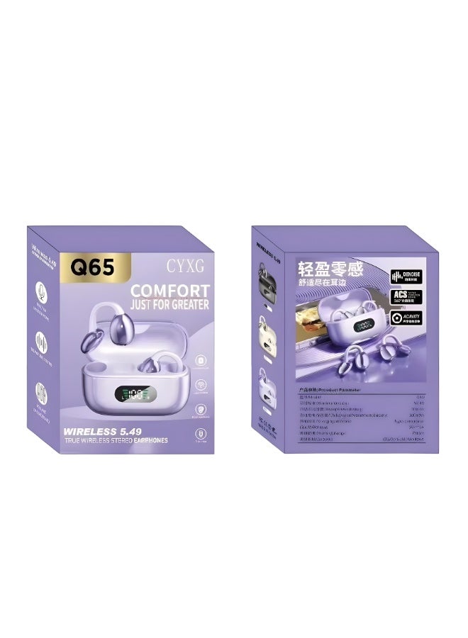 CYXG Q65 True Wireless Earbuds with LED Power Display (Black) – Bluetooth 5.4 Hi-Fi Stereo Headphones, Noise Reduction, Secure-Fit Earhooks & Type-C Fast Charging Case - Image 2