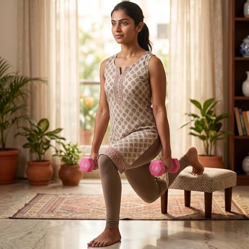 Kakss Neoprene Workout Fixed Weight Dumbbell(Proudly Made In India) (2-Pound, Set Of 2Pc), 1.8 Kilograms, Pink - Image 4