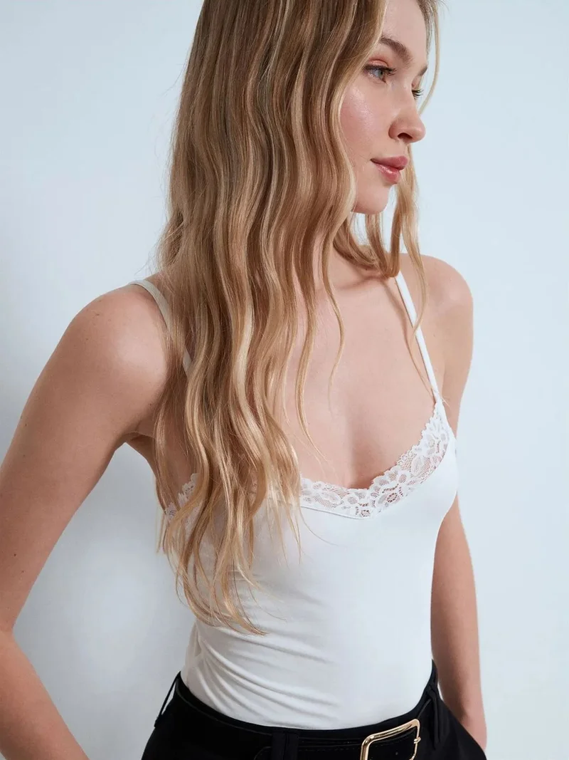 ديلفين Dilvin Slim Fit Sleeveless V-Neck Cami Blouse