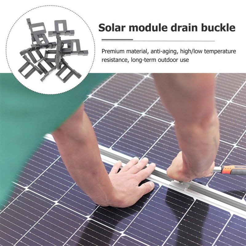 Solar Panel Drainage Clips 10pcs Black 6 8X3cm Prevent Mud Build Up Water Management - Image 5