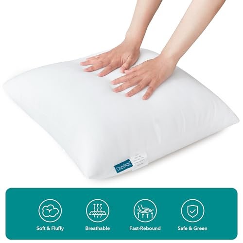 Oubonun 18 x 18 Throw Pillow Inserts - Soft, Plush & Decorative Down Alternative Pillows for Couch Sofa Bed, Machine Washable - White, Pack of 4 - Image 5