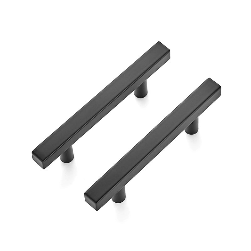 Ravinte 5 Pack 5 Square Cabinet Pulls Matte Black Stainless Steel Kitchen Drawer Pulls Cabinet Handles 5Length 3 Hole Center