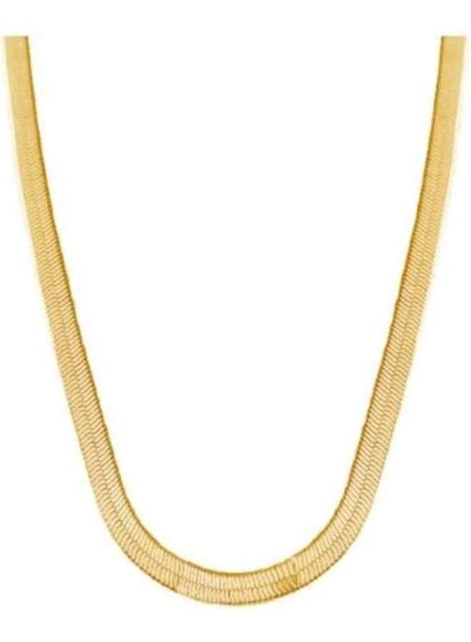 Gold Plated Herringbone Chain Necklace, 46 cm Length The snake appeared - Image 1