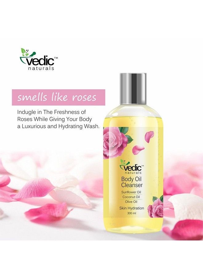 Vedic Naturals - 80% Oil Based Natural & 100% Organic Body Oil Cleanser Shower Oil (Body Wash) Skin Hydration Soft & Smooth Skin With Sunflower Oil Coconut Oil Olive Oil Almond Oil 300Ml - Image 1