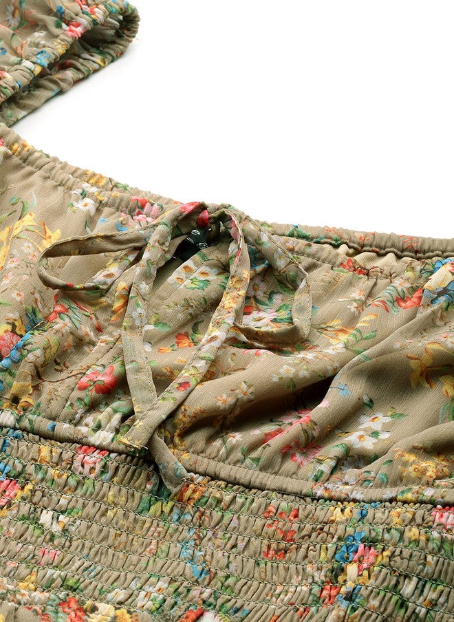 Rue Collection فستان ميدي بأكمام منتفخة وطباعة زهور للنساء - Image 2