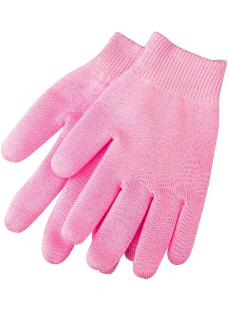 Pink therapeutic gel gloves, enriched with essential oils to deeply moisturize hands and effectively soften dry and cracked skin. - Image 1