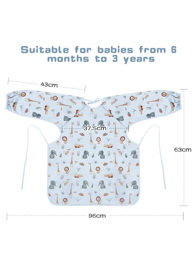 Vicloon Coverall Baby Feeding Bib, Weaning Bib Attaches to Highchair and Table, Long Sleeves Bib with Waterproof, Comfortable,Machine Washable, Baby Bib For 6 Month to 3 Years Old (Blue) - Image 2