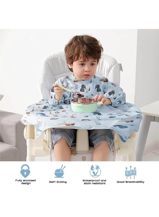 Vicloon Coverall Baby Feeding Bib, Weaning Bib Attaches to Highchair and Table, Long Sleeves Bib with Waterproof, Comfortable,Machine Washable, Baby Bib For 6 Month to 3 Years Old (Blue) - Image 5
