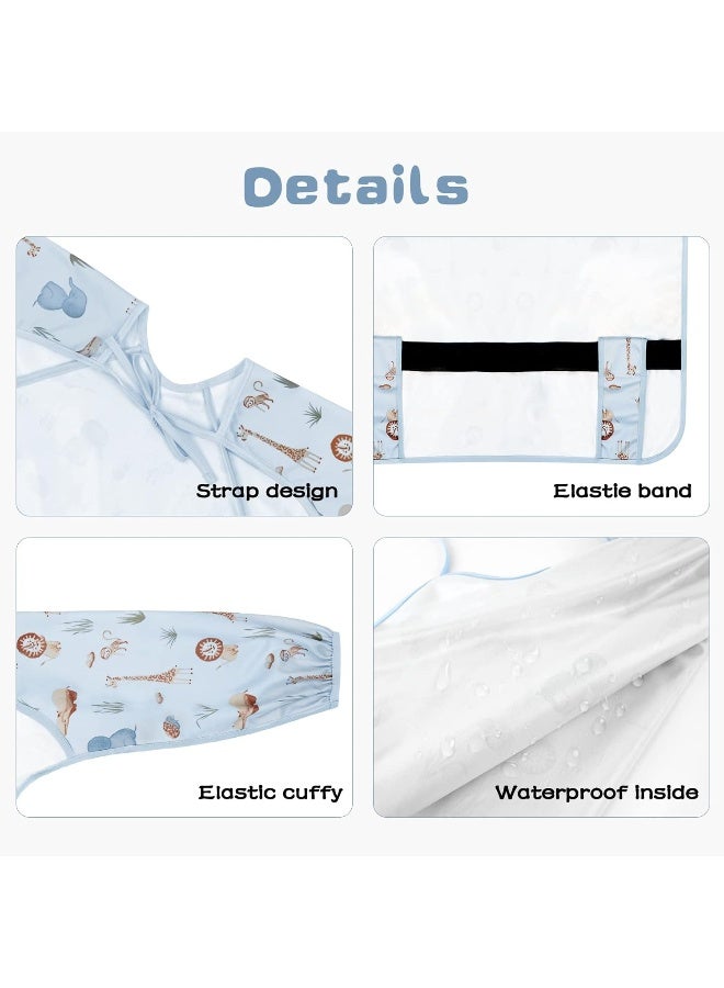 Vicloon Coverall Baby Feeding Bib, Weaning Bib Attaches to Highchair and Table, Long Sleeves Bib with Waterproof, Comfortable,Machine Washable, Baby Bib For 6 Month to 3 Years Old (Blue) - Image 3