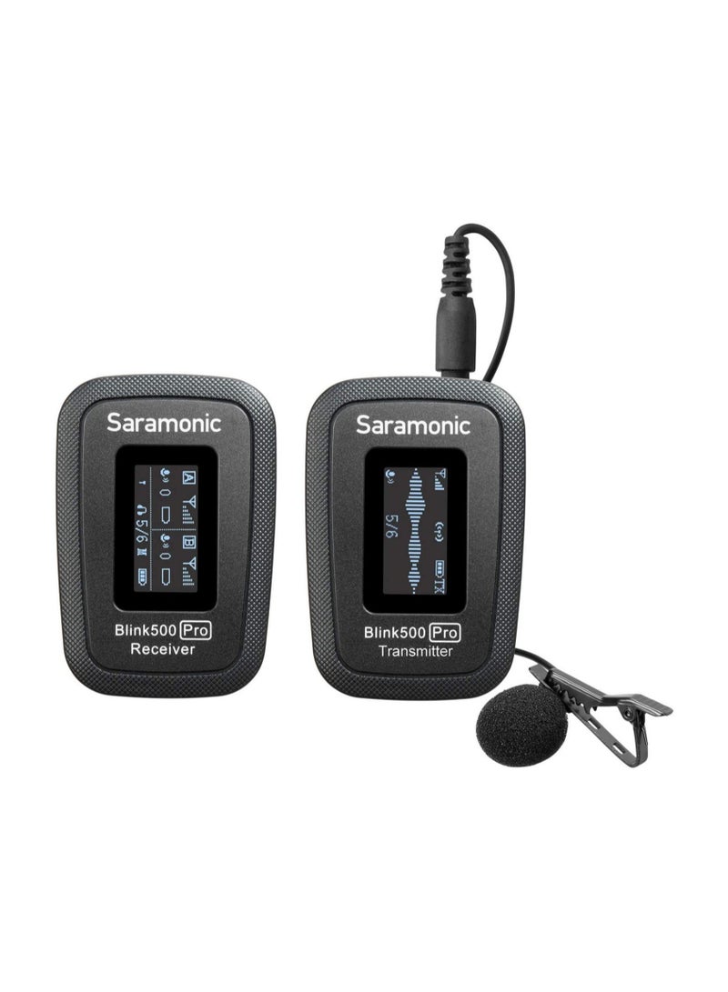 Saramonic Blink500 PRO B1 Wireless Lavalier Microphone VLog, 2.4GHz Dual-Channel Stereo Mic with Charging Case, OLED Display & 3.5mm Headphone Output for DSLR, Video Cameras, Smartphones, Tablets  - Image 2
