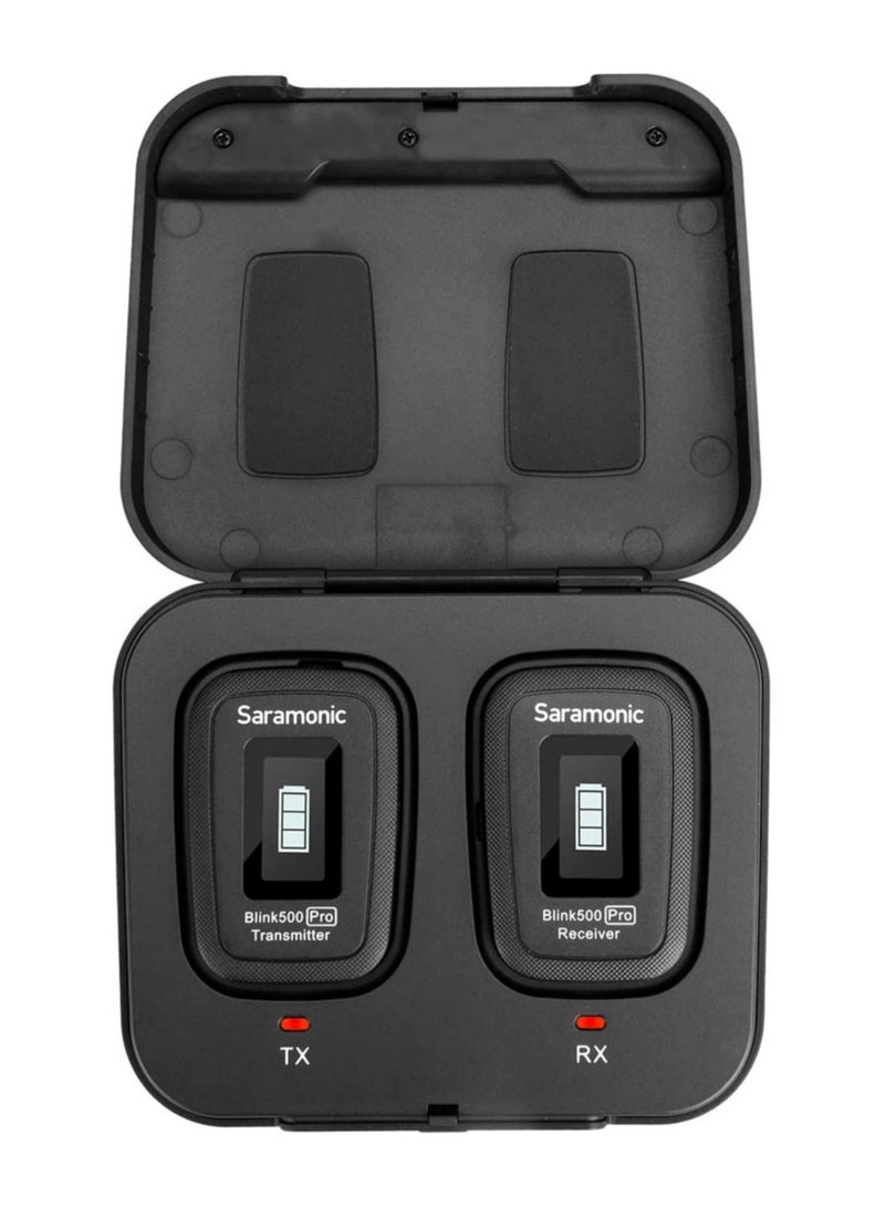 Saramonic Blink500 PRO B1 Wireless Lavalier Microphone VLog, 2.4GHz Dual-Channel Stereo Mic with Charging Case, OLED Display & 3.5mm Headphone Output for DSLR, Video Cameras, Smartphones, Tablets  - Image 3