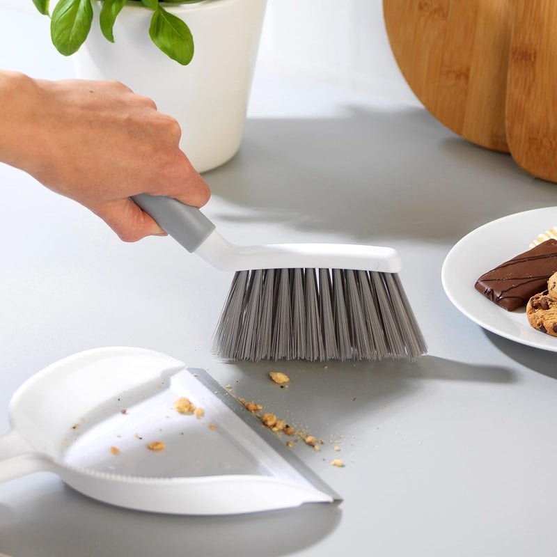 Beldray LA082664UFEU7 Antibac Dustpan & Brush - Scratch Free Bristles, Flexible Rubber Lip, Clean Worktops, Desks & Hard Floors, Compact Storage, Suitable For Small Homes, Caravans & Motorhomes - Image 2