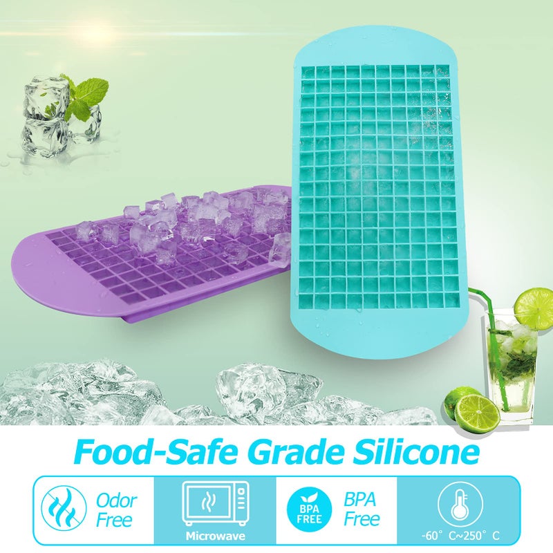 LeeYean Silicone Mini Ice Cube Trays 2 Pack, 160 Small Ice Cube Molds Easy Release Crushed Ice Cube for Chilling Whiskey Cocktail, BPA Free Flexible Stackable and Durable Soft Mold Storage Containers - Image 2