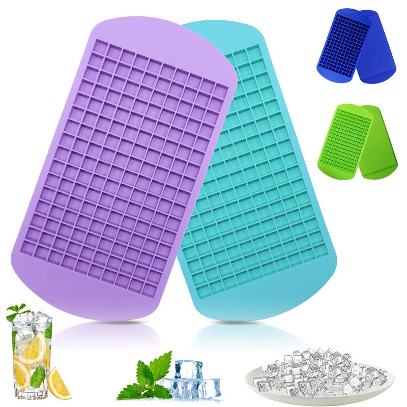 LeeYean Silicone Mini Ice Cube Trays 2 Pack, 160 Small Ice Cube Molds Easy Release Crushed Ice Cube for Chilling Whiskey Cocktail, BPA Free Flexible Stackable and Durable Soft Mold Storage Containers - Image 1