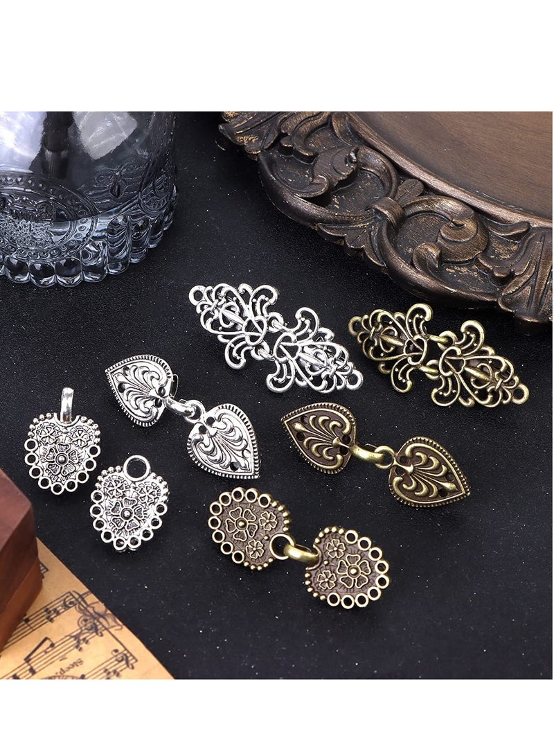 6 Pairs Vintage Sweater Shawl Clips Bronze Silver Retro Cardigan Collar Dresses Clips Brooch Clip Antique Flowers Pattern Clip for Women Girls - Image 5