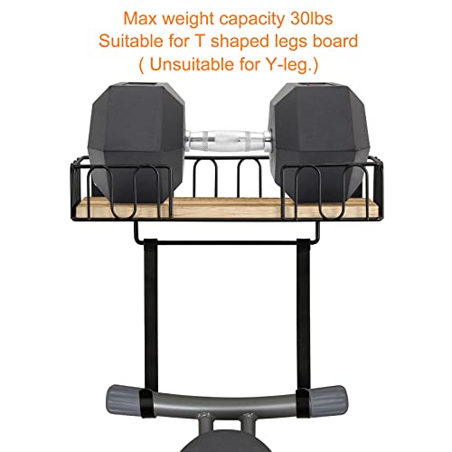 TJMOREE TJ.MOREE Ironing Board Hanger Metal Wall Mount Iron and Ironing Board Holder, Laundry Room Decor and Storage with Large Storage Black Wooden Base Basket and Removable Hooks - Image 5