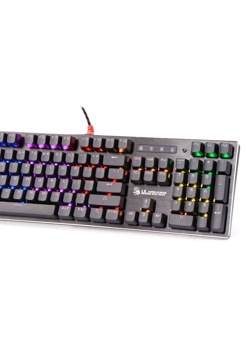 Bloody - Light Strike RGB Gaming Keyboard B820R, Dual Colour Keycaps, Spill Resistant, Adjustable Backlights, 6 RGB Lighting Effects, Self-Customize RGB, Zero-Lag Response, Linear and Smooth, Grey - Image 1