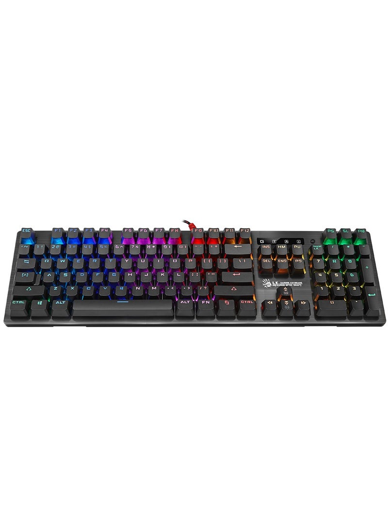 Bloody - Light Strike RGB Gaming Keyboard B820R, Dual Colour Keycaps, Spill Resistant, Adjustable Backlights, 6 RGB Lighting Effects, Self-Customize RGB, Zero-Lag Response, Linear and Smooth, Grey - Image 1