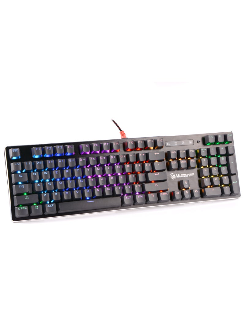 Bloody - Light Strike RGB Gaming Keyboard B820R, Dual Colour Keycaps, Spill Resistant, Adjustable Backlights, 6 RGB Lighting Effects, Self-Customize RGB, Zero-Lag Response, Linear and Smooth, Grey - Image 1