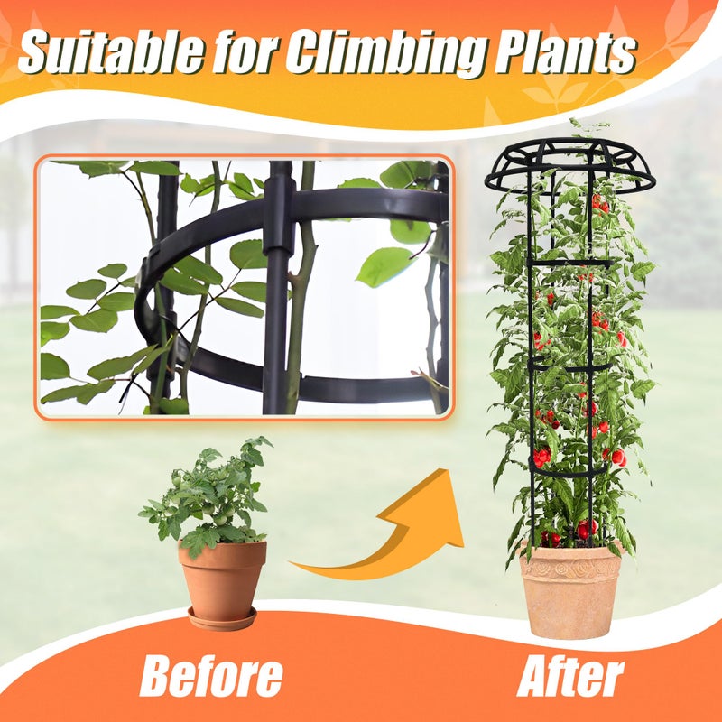 Anothera 65 Inch Garden Trellis for Climbing Plants Outdoor, Mushroom Top Trellis for Potted Plants, Vines, Roses, Clematis, and Vegetables, Plant Trellis Support 2 Pack - Image 5