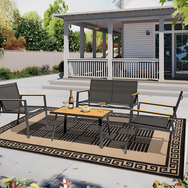 YONILE Outdoor Rug 5x8 ft Waterproof, Reversible Outdoor Plastic Straw Rug for Patios Clearance, Outdoor Area Rug Carpet RV Mat for Camping Backyard Deck Porch - Image 2