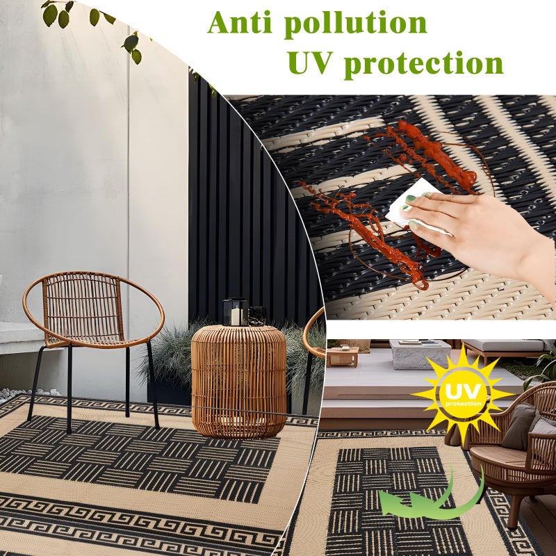 YONILE Outdoor Rug 5x8 ft Waterproof, Reversible Outdoor Plastic Straw Rug for Patios Clearance, Outdoor Area Rug Carpet RV Mat for Camping Backyard Deck Porch - Image 4