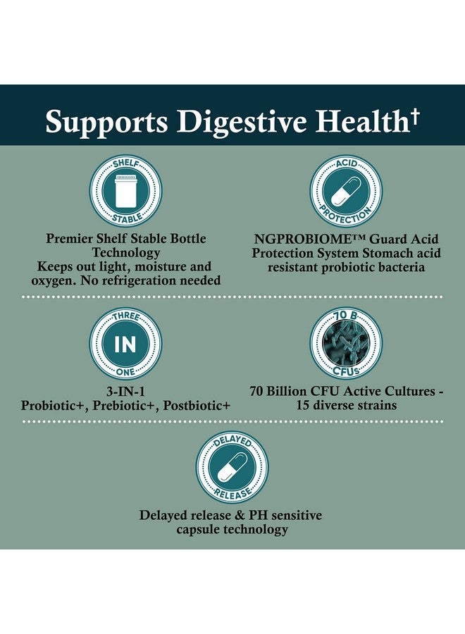 NaturaLife Labs Probiotics 70 Billion Cfu 15 Probiotic Strains + Organic Prebiotic+ Postbiotic 3In1 Complete Promotes Healthy Digestive & Immune Function Gas Bloating Constipation Support For Men & Women - Image 5