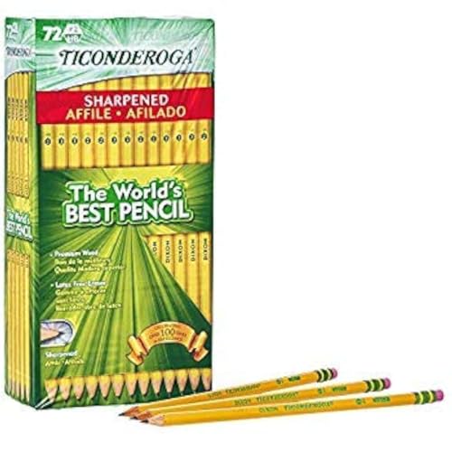 Ticonderoga 6 x 12 Pack Dixon Ticonderoga 2 Pencils PRESharpened 72 Pencils