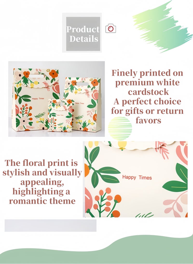 Harse 3Pcs Mixed Size Cartoon Floral Gift Bags – Fresh Style Reusable Tote Set for Candy, Party Favors, Storage - Image 3