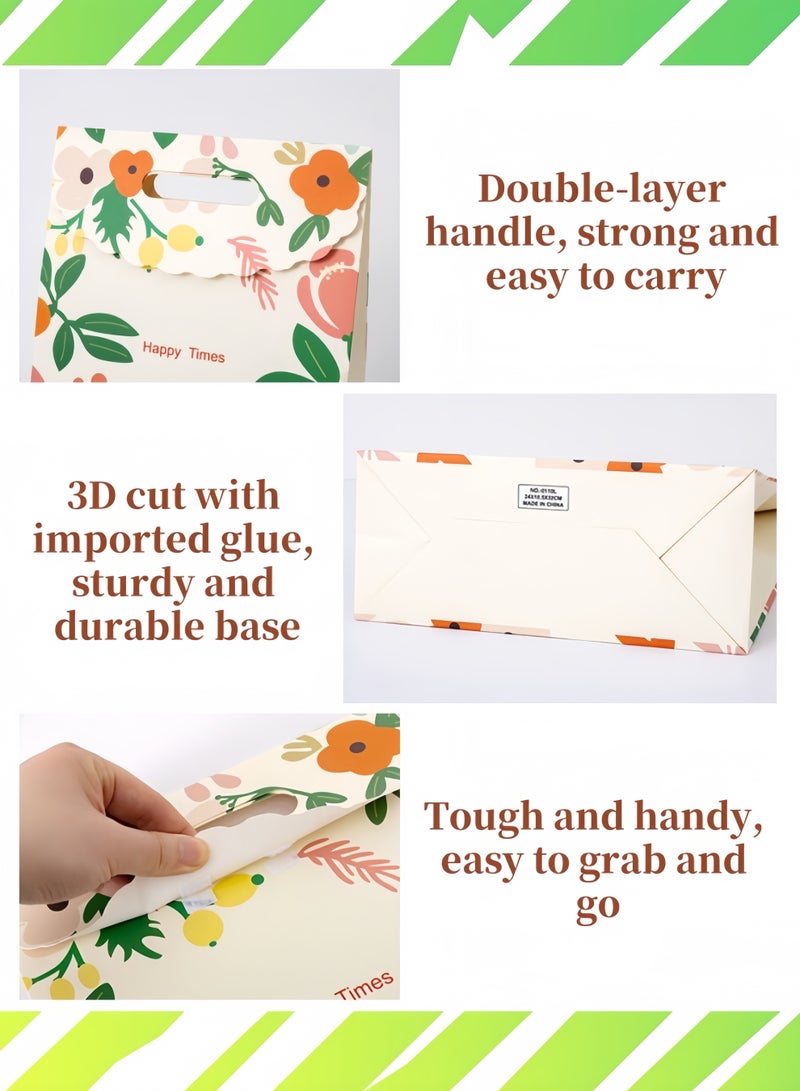 Harse 3Pcs Mixed Size Cartoon Floral Gift Bags – Fresh Style Reusable Tote Set for Candy, Party Favors, Storage - Image 4