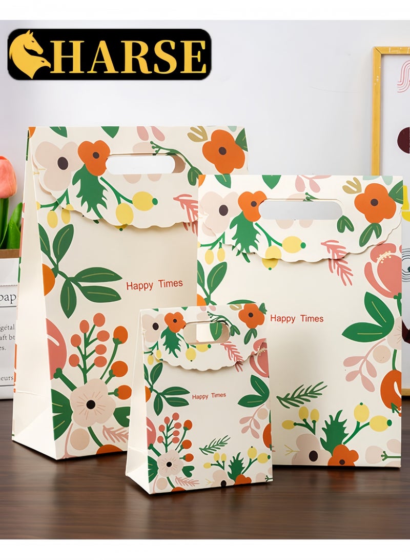 Harse 3Pcs Mixed Size Cartoon Floral Gift Bags – Fresh Style Reusable Tote Set for Candy, Party Favors, Storage - Image 1