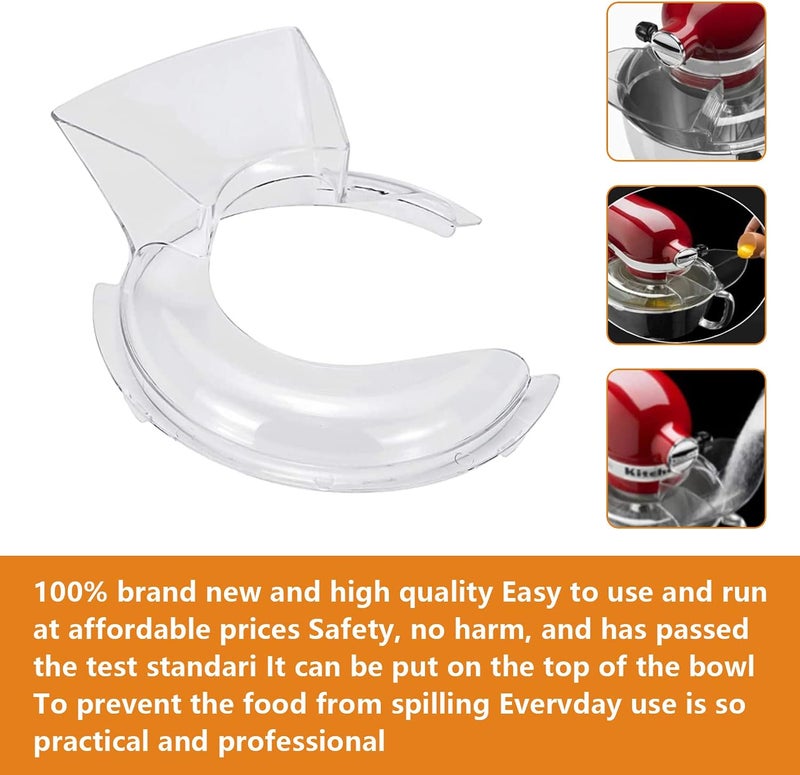 Pokin Pouring Shield for KitchenAid Tilt Head 4.5-5QT (Only) Stainless Steel Bowl Insert, KN1PS Transparent Splash Guard, Safety Pouring Shield Fits Kitchen Aid Standing Mixer Attachments & Accessories - Image 4