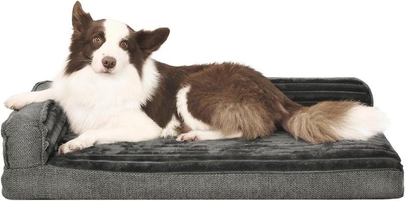 WINDRACING Orthopedic Large Dog Bed with Sides, Bolster Dog Bed for Large Dog with Removable Washable Cover & Non-Slip Bottom, Egg Foam Large Breed Dog Bed with Pillow, 36 x 23 inch, Gray - Image 3