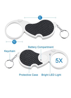 Excefore 5X Magnifying Glass with Light, LED Handheld Pocket Magnifier Small Illuminated Folding Hand Held Lighted Magnifier for Reading Jewellers Jewellery Coins Hobby Travel Inspection Crafts(45 Mm Diameter)  - Image 3