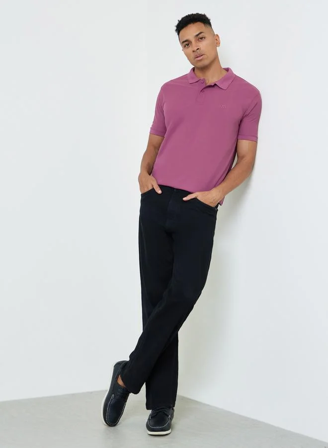 ستايلي Men Regular Fit Polo with Rib Collar