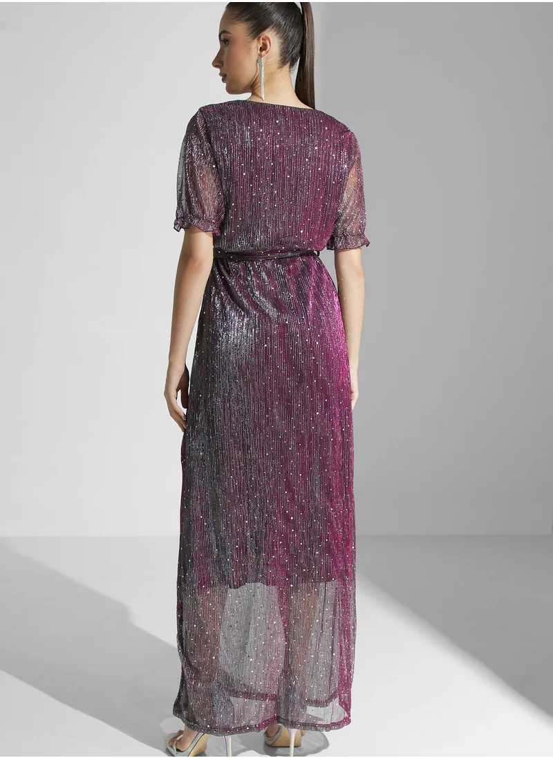 ELLA Shimmer Wrap Dress