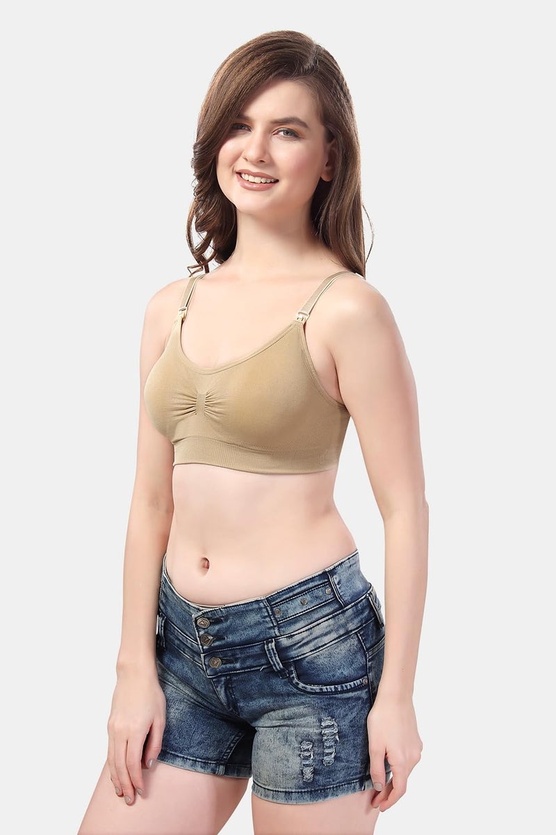 Fabme Women's Non-Wired Nursing Bra (Br0278_Skin_Large) - Image 5