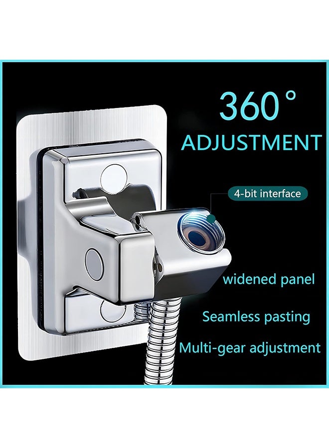 Handheld Shower Head Holder Wall Mount,Bathroom Adjustable Strong Adhesive Shower Wand Holder,No Drilling Wall and Waterproof Mount Bracket,Universal Shower Bracket(Silver) - Image 3