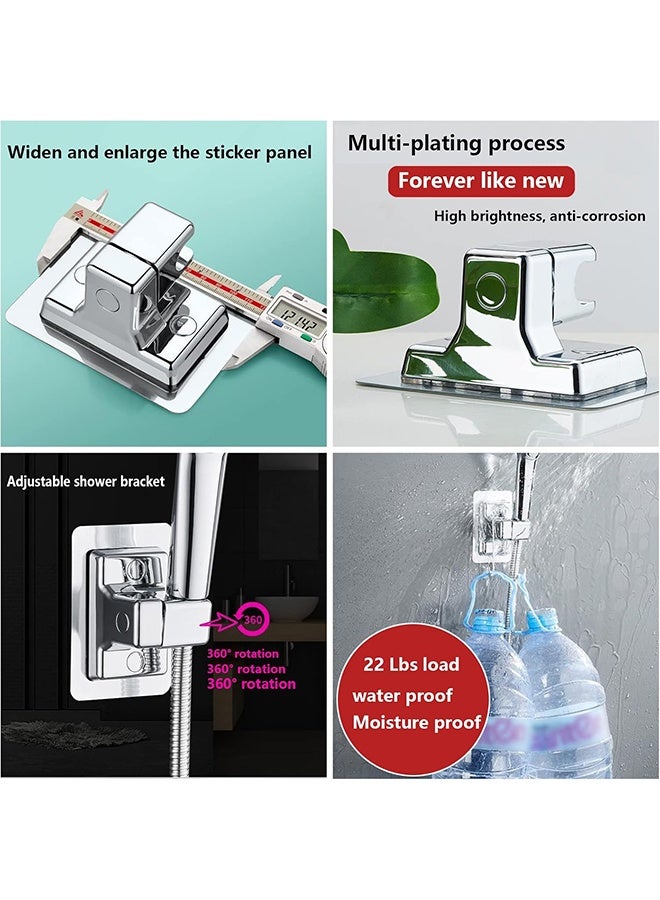 Handheld Shower Head Holder Wall Mount,Bathroom Adjustable Strong Adhesive Shower Wand Holder,No Drilling Wall and Waterproof Mount Bracket,Universal Shower Bracket(Silver) - Image 5