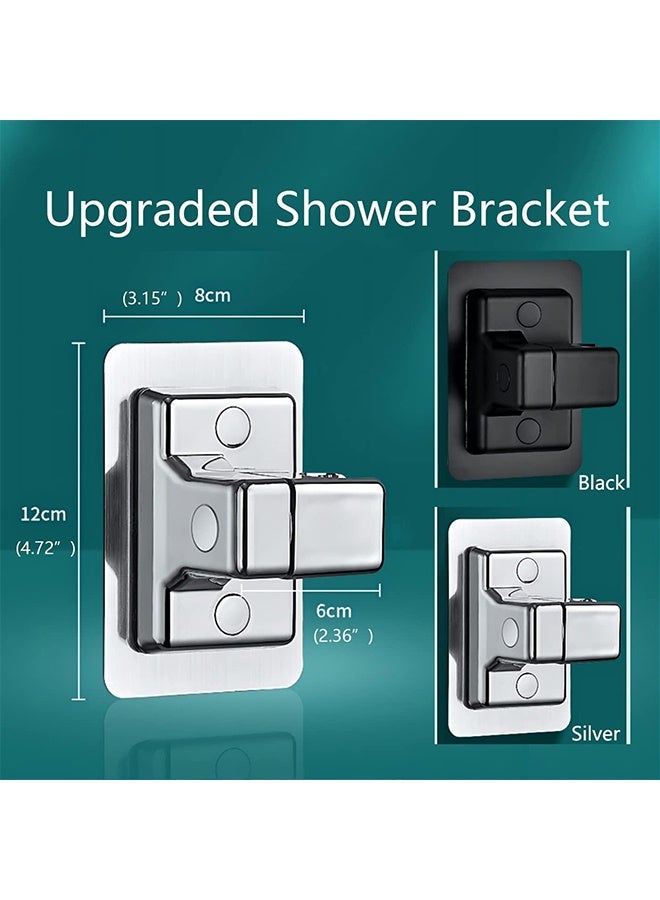Handheld Shower Head Holder Wall Mount,Bathroom Adjustable Strong Adhesive Shower Wand Holder,No Drilling Wall and Waterproof Mount Bracket,Universal Shower Bracket(Silver) - Image 2