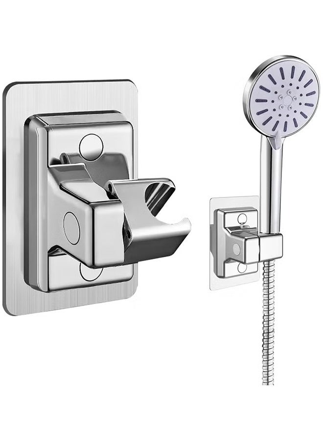 Handheld Shower Head Holder Wall Mount,Bathroom Adjustable Strong Adhesive Shower Wand Holder,No Drilling Wall and Waterproof Mount Bracket,Universal Shower Bracket(Silver) - Image 1