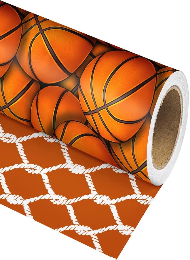 Vnaaem Reversible Basketball Wrapping Paper Roll for Kids Boys Girls - Classic Basketball & Busket Themed Design Sports Gift Wrap for Birthday Sports Holiday Parties(Total 28.5 sq.ft) - Image 2