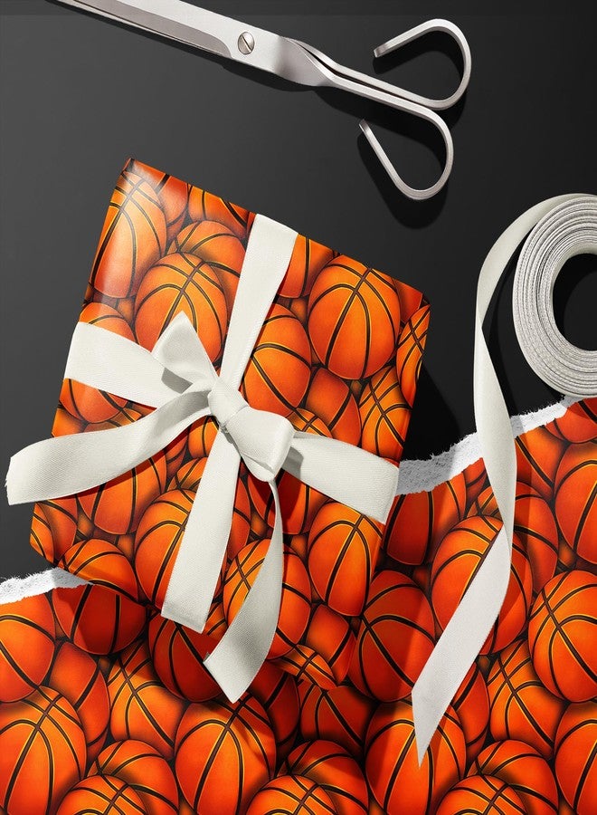 Vnaaem Reversible Basketball Wrapping Paper Roll for Kids Boys Girls - Classic Basketball & Busket Themed Design Sports Gift Wrap for Birthday Sports Holiday Parties(Total 28.5 sq.ft) - Image 3