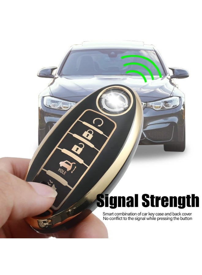 NOSKIN for Nissan Key Fob Cover, Soft TPU with Keychain Key Fob Case Shell Full Protection for Altima Armada Maxima Murano Pathfinder Rogue, Infiniti JX35 Q50 Q60 QX56 QX60 QX80 5 Button, Black - Image 4