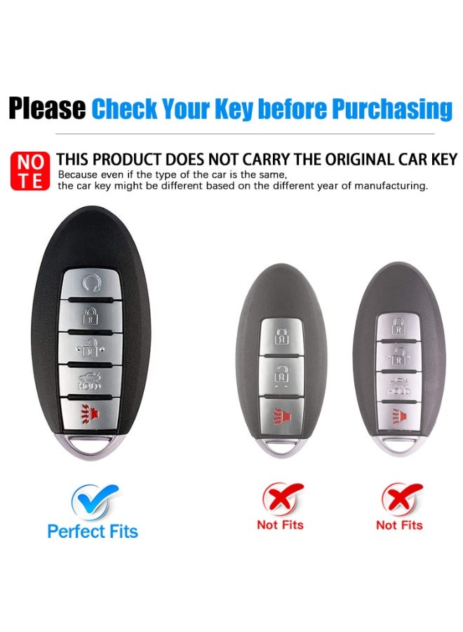 NOSKIN for Nissan Key Fob Cover, Soft TPU with Keychain Key Fob Case Shell Full Protection for Altima Armada Maxima Murano Pathfinder Rogue, Infiniti JX35 Q50 Q60 QX56 QX60 QX80 5 Button, Black - Image 2
