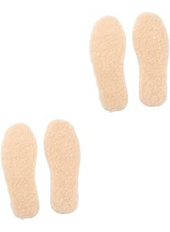2 Pairs Imitation Lamb Hair Insoles Breathable Skid Design For Cold Weather Boys Girls - Image 1