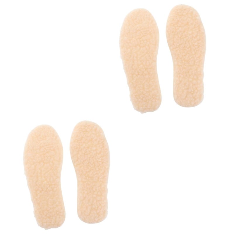 2 Pairs Imitation Lamb Hair Insoles Breathable Skid Design For Cold Weather Boys Girls - Image 2