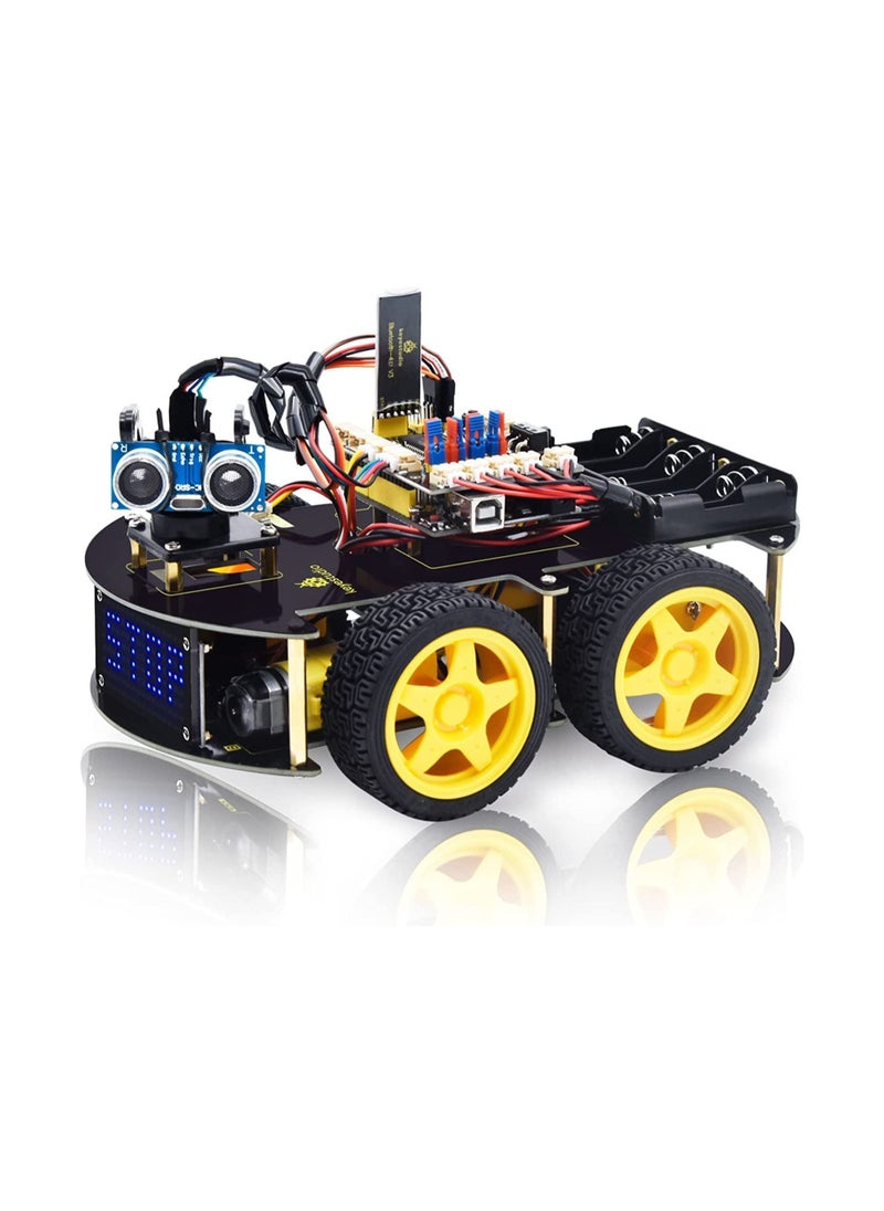 Keyestudio Smart Car Robot Arduino Kit, 4WD Car Programmable DIY Starter Kit for Arduino, Electronics Programming Project-Stem Educational/Science Coding. Robot Toys for Teens Adults 12+  - Image 1