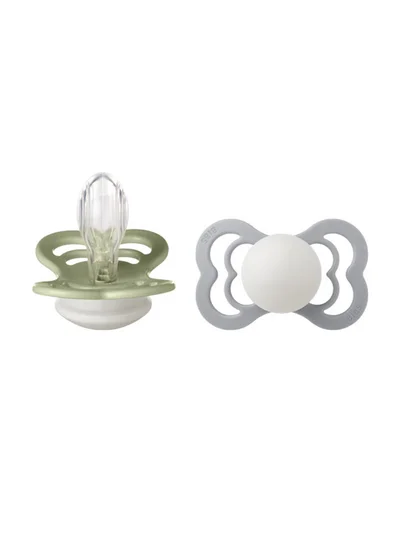 BIBS Pack of 2 Supreme Soother Bpa Symmetrical Nipple Silicone Size 1 (0 - 6 Months ) Sage/Cloud Night